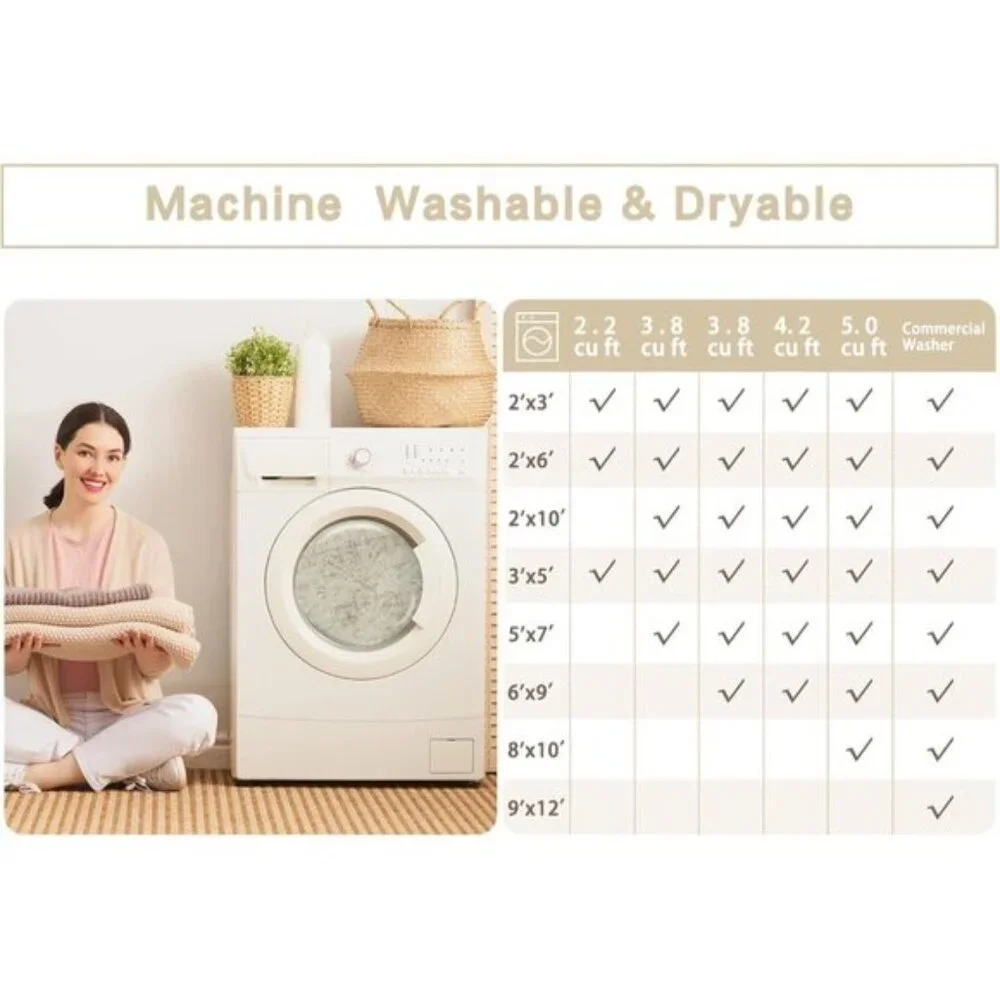 New 8x10 Washable Area Rug Vintage Soft Non-Slip Carpet for Living Room Home